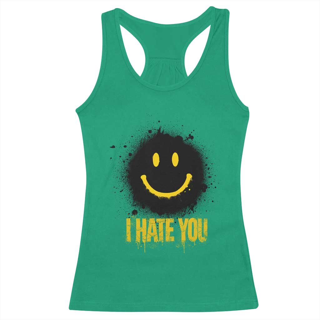 I Hate You Racerback Tank Top Funny Smile Face Emoticon Meme
