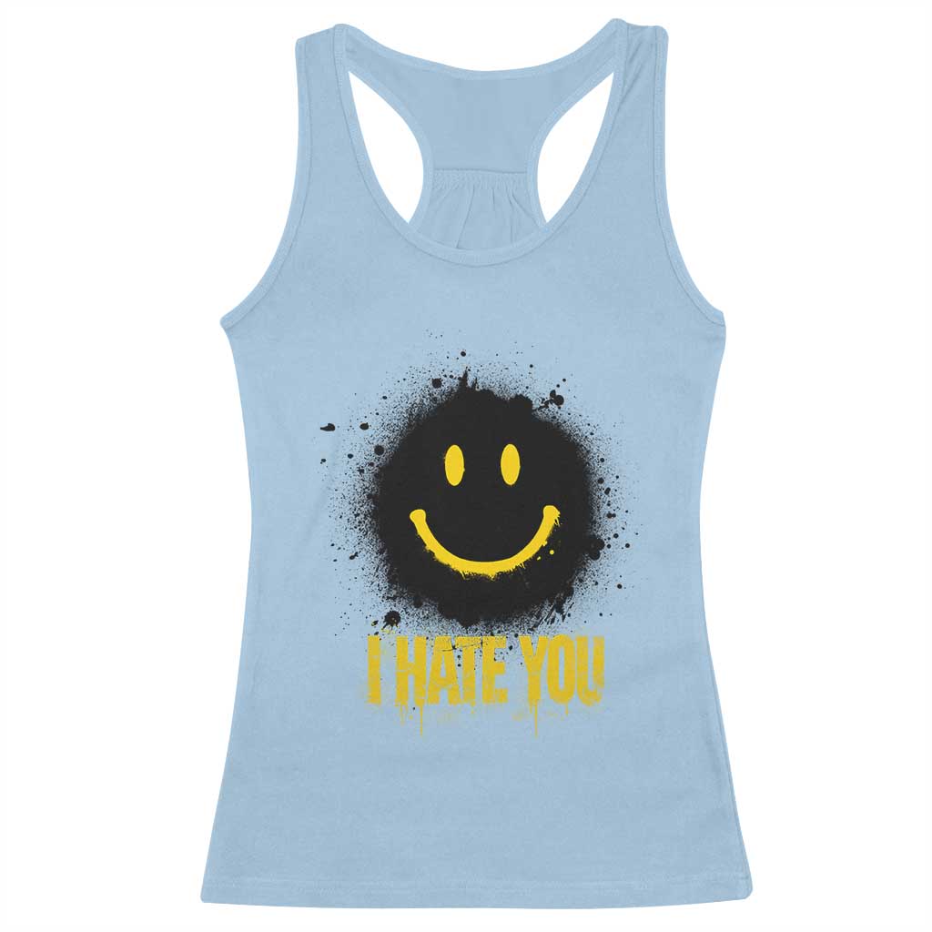 I Hate You Racerback Tank Top Funny Smile Face Emoticon Meme