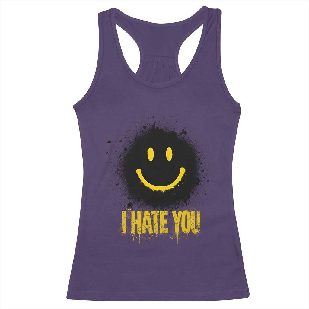 I Hate You Racerback Tank Top Funny Smile Face Emoticon Meme