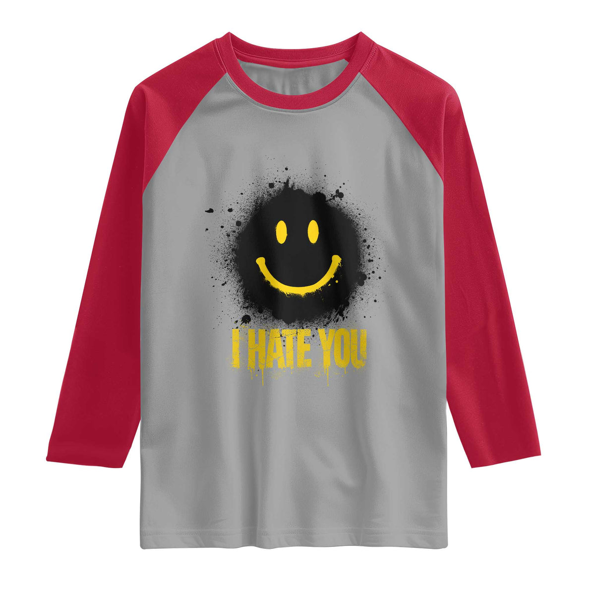 I Hate You Raglan Shirt Funny Smile Face Emoticon Meme