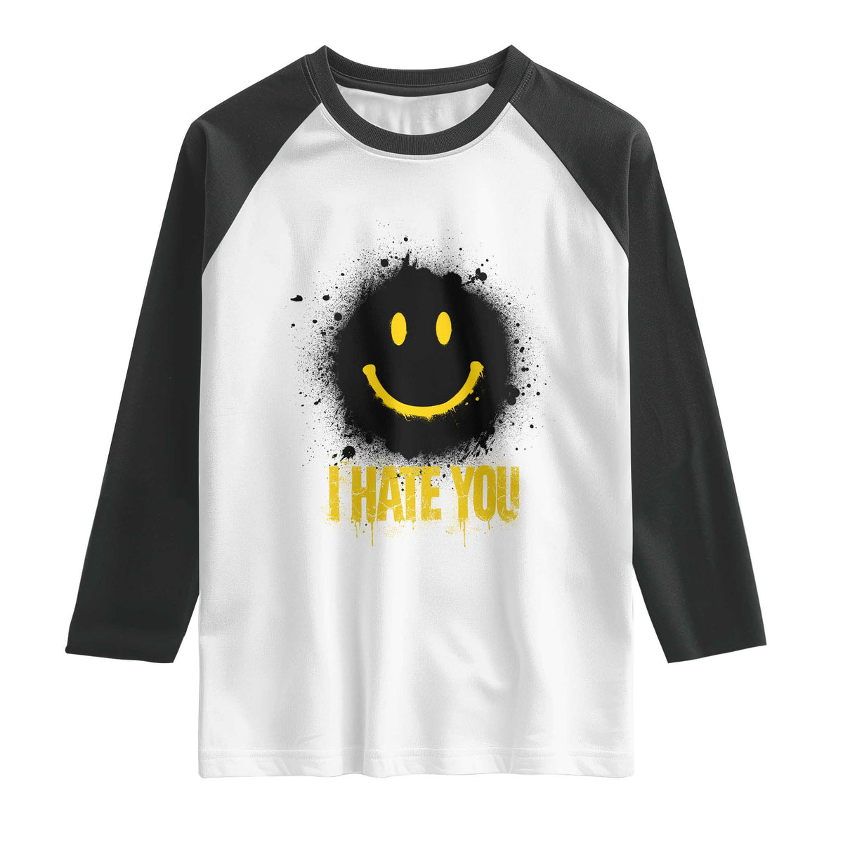 I Hate You Raglan Shirt Funny Smile Face Emoticon Meme