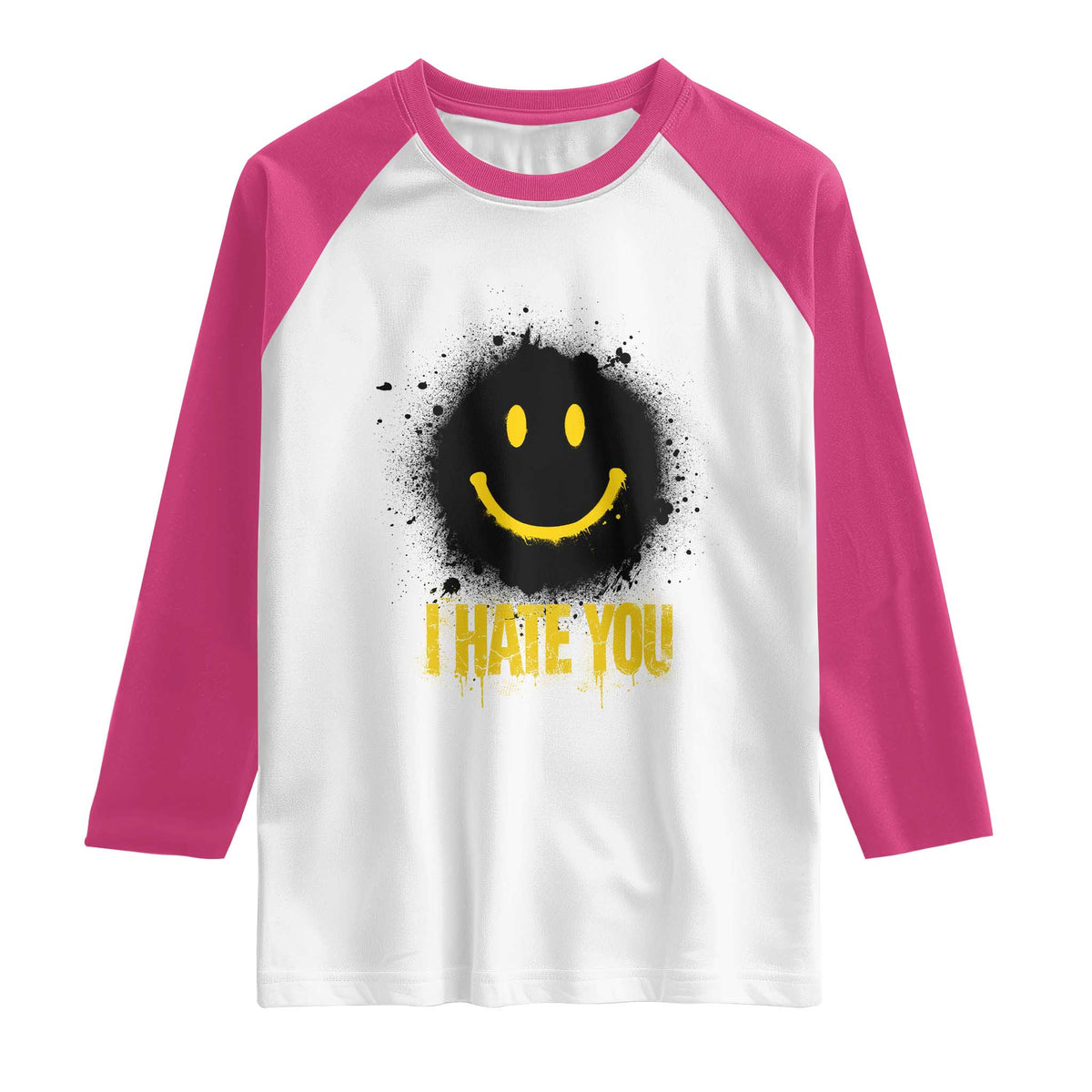 I Hate You Raglan Shirt Funny Smile Face Emoticon Meme