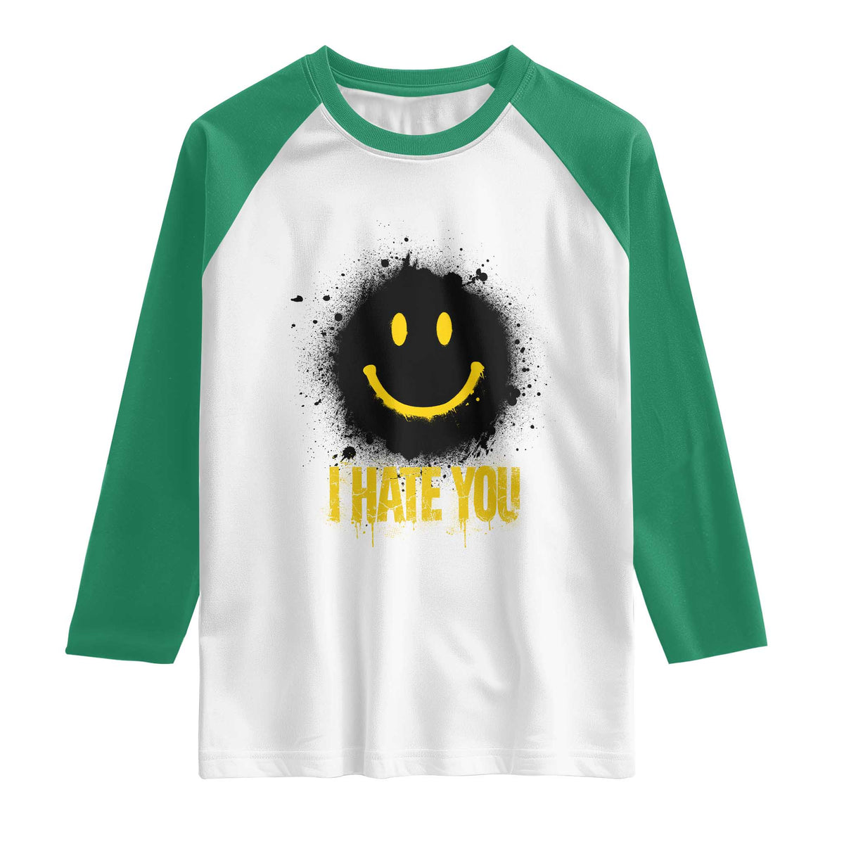 I Hate You Raglan Shirt Funny Smile Face Emoticon Meme
