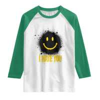 I Hate You Raglan Shirt Funny Smile Face Emoticon Meme