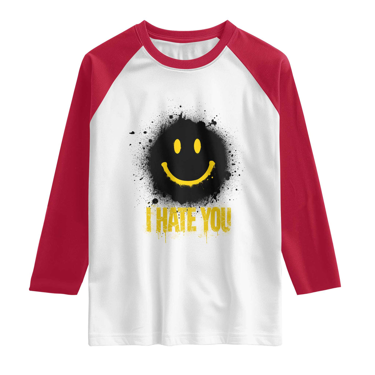 I Hate You Raglan Shirt Funny Smile Face Emoticon Meme