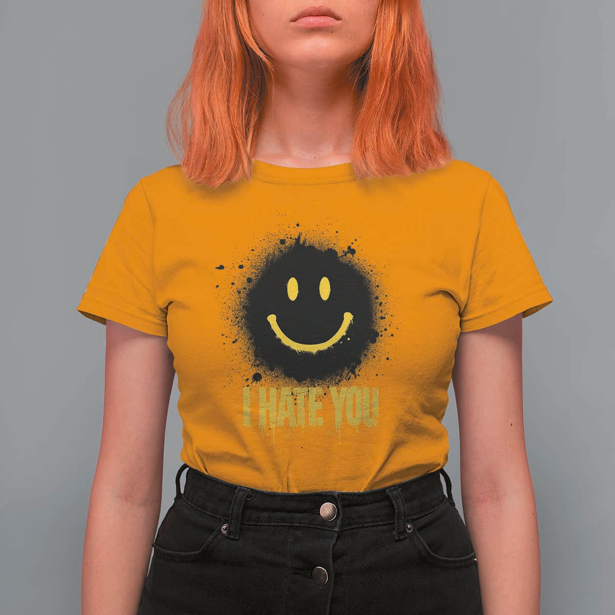 I Hate You T Shirt For Women Funny Smile Face Emoticon Meme
