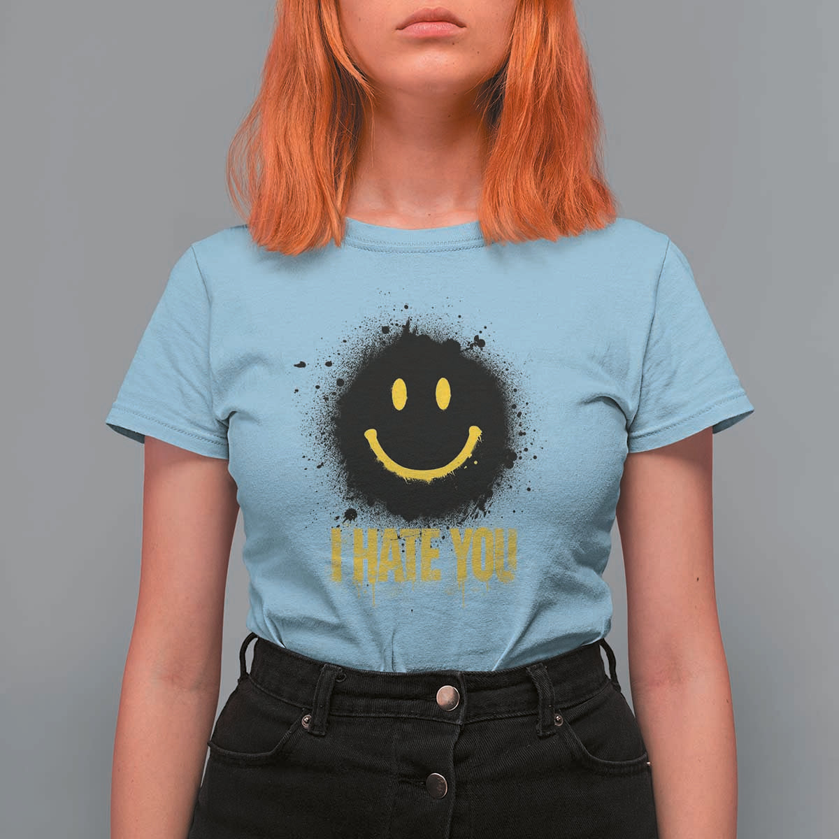 I Hate You T Shirt For Women Funny Smile Face Emoticon Meme