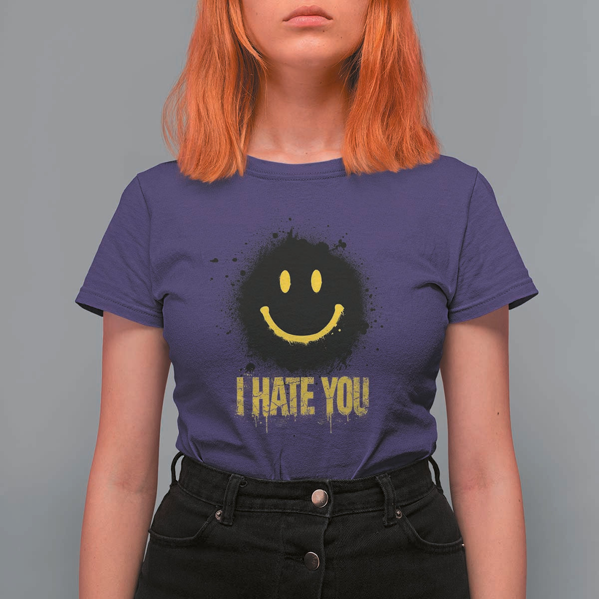 I Hate You T Shirt For Women Funny Smile Face Emoticon Meme
