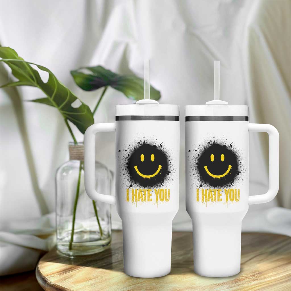 I Hate You Tumbler With Handle Funny Smile Face Emoticon Meme