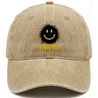 I Hate You Washed Cotton Baseball Cap Funny Smile Face Emoticon Meme