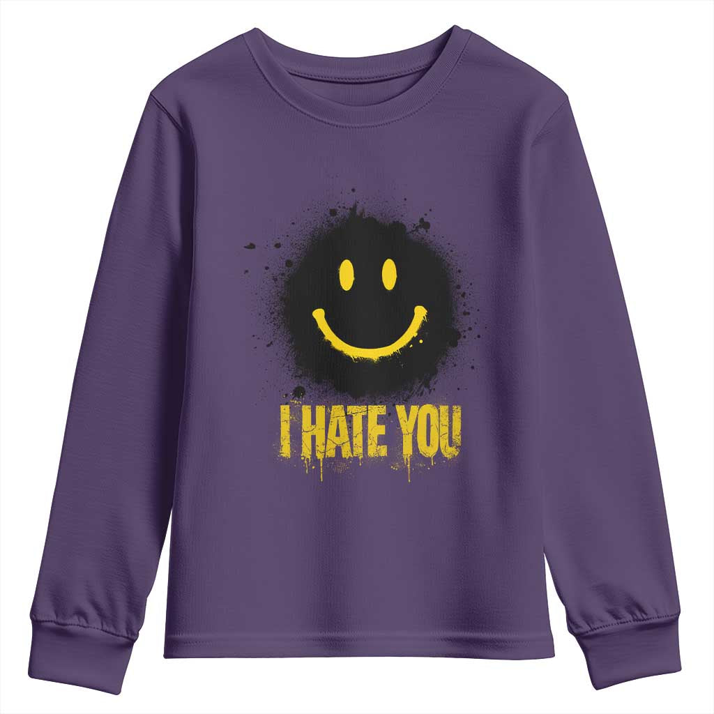 I Hate You Youth Sweatshirt Funny Smile Face Emoticon Meme