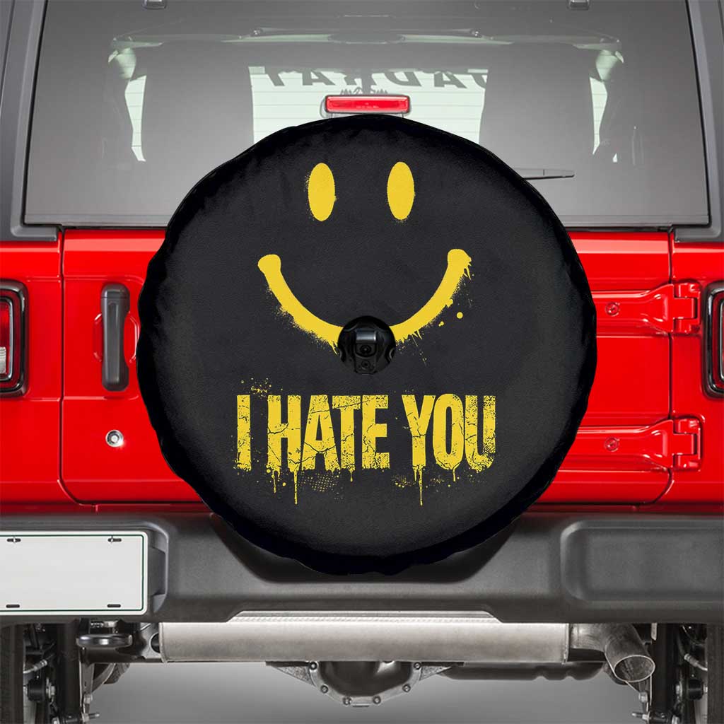 I Hate You Spare Tire Cover Funny Sarcastic Smiling Face Meme