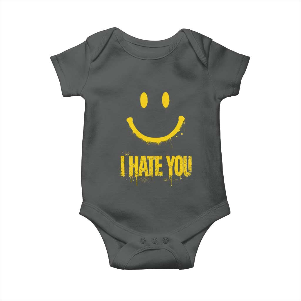 I Hate You Baby Onesie Funny Sarcastic Smiling Face Meme