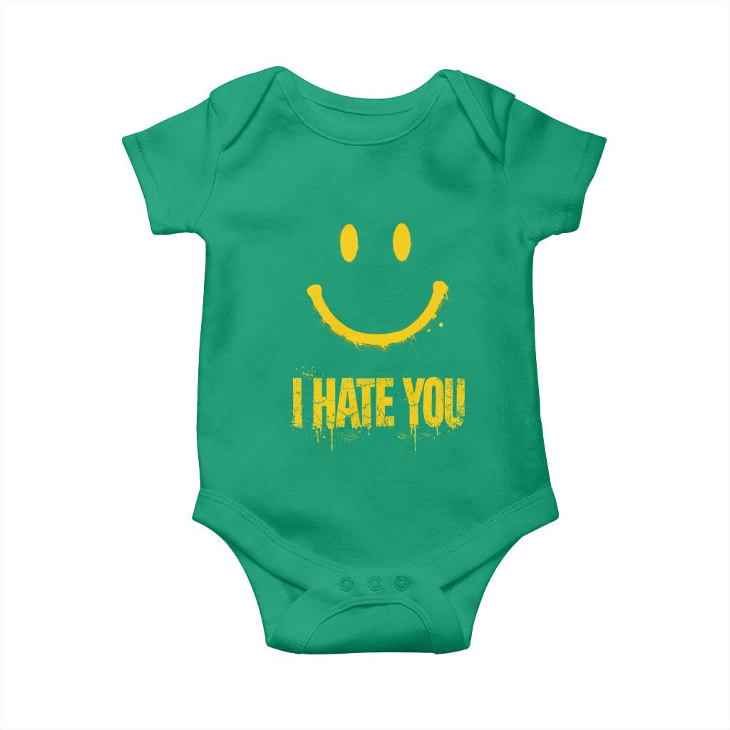 I Hate You Baby Onesie Funny Sarcastic Smiling Face Meme