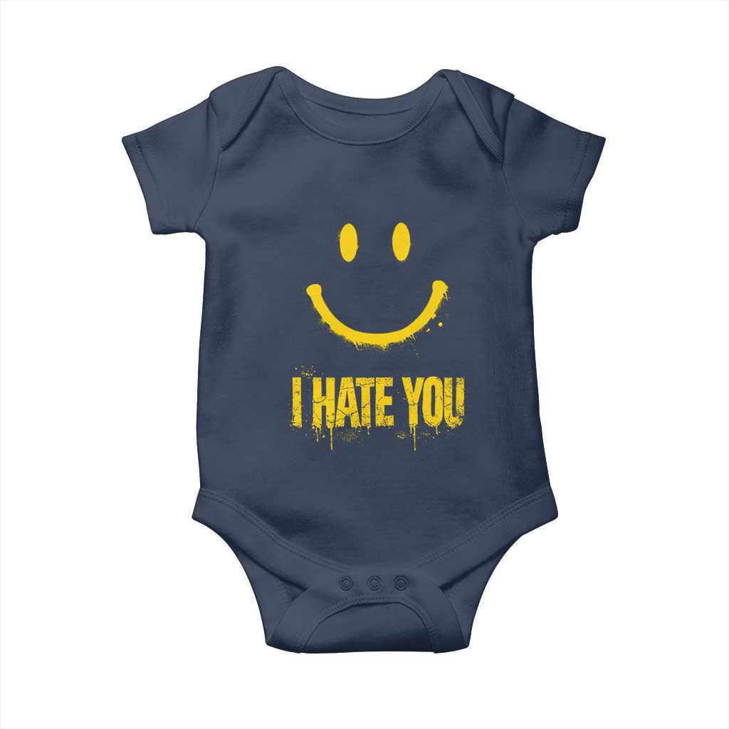 I Hate You Baby Onesie Funny Sarcastic Smiling Face Meme