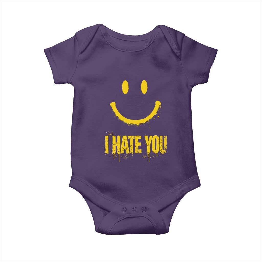 I Hate You Baby Onesie Funny Sarcastic Smiling Face Meme