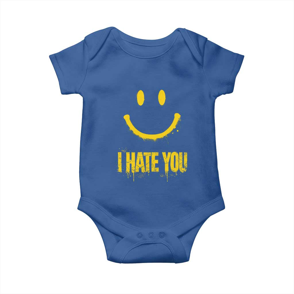 I Hate You Baby Onesie Funny Sarcastic Smiling Face Meme
