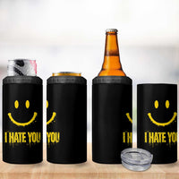 I Hate You 4 in 1 Can Cooler Tumbler Funny Sarcastic Smiling Face Meme