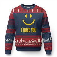 I Hate You Ugly Christmas Sweater Funny Sarcastic Smiling Face Meme