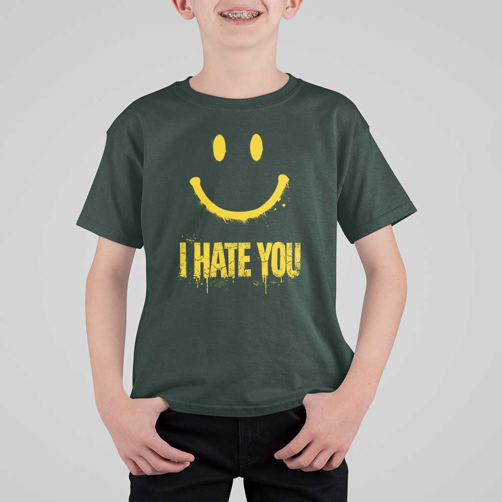 I Hate You T Shirt For Kid Funny Sarcastic Smiling Face Meme