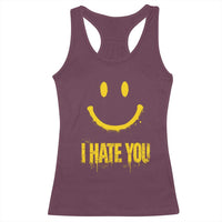 I Hate You Racerback Tank Top Funny Sarcastic Smiling Face Meme