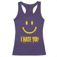 I Hate You Racerback Tank Top Funny Sarcastic Smiling Face Meme