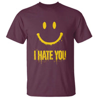 I Hate You T Shirt Funny Sarcastic Smiling Face Meme