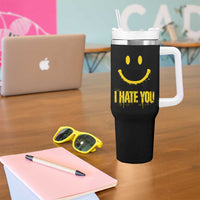 I Hate You Tumbler With Handle Funny Sarcastic Smiling Face Meme