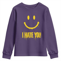 I Hate You Youth Sweatshirt Funny Sarcastic Smiling Face Meme