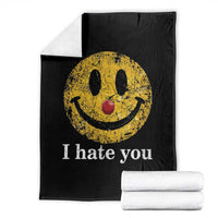 I Hate You Smile Face Meme Throw Blanket Funny Sarcastic Joke Meme