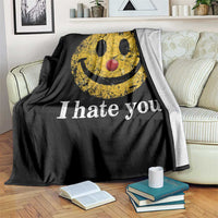 I Hate You Smile Face Meme Throw Blanket Funny Sarcastic Joke Meme