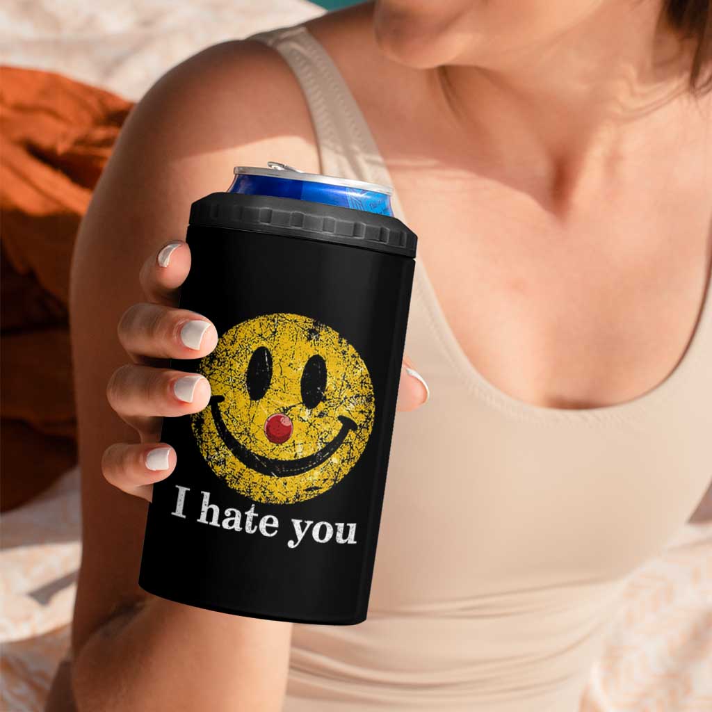 I Hate You Smile Face Meme 4 in 1 Can Cooler Tumbler Funny Sarcastic Joke Meme