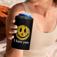 I Hate You Smile Face Meme 4 in 1 Can Cooler Tumbler Funny Sarcastic Joke Meme