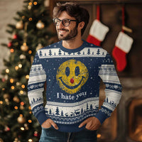 I Hate You Smile Face Meme Ugly Christmas Sweater Funny Sarcastic Joke Meme