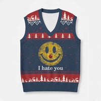 I Hate You Smile Face Meme V-Neck Knit Sweater Vest Funny Sarcastic Joke Meme