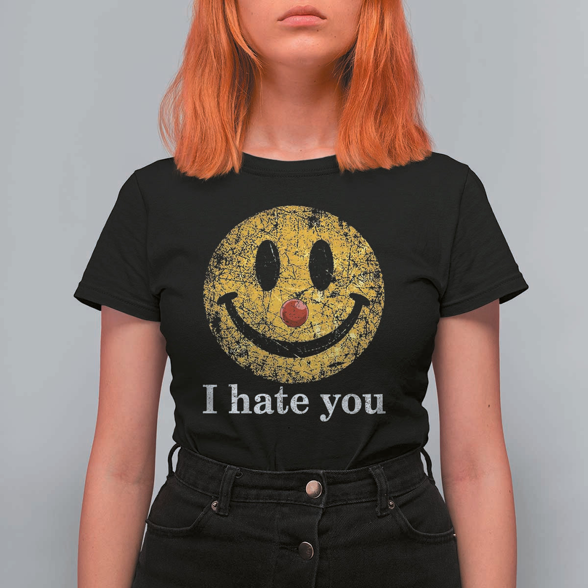 I Hate You Smile Face Meme T Shirt For Women Funny Sarcastic Joke Meme