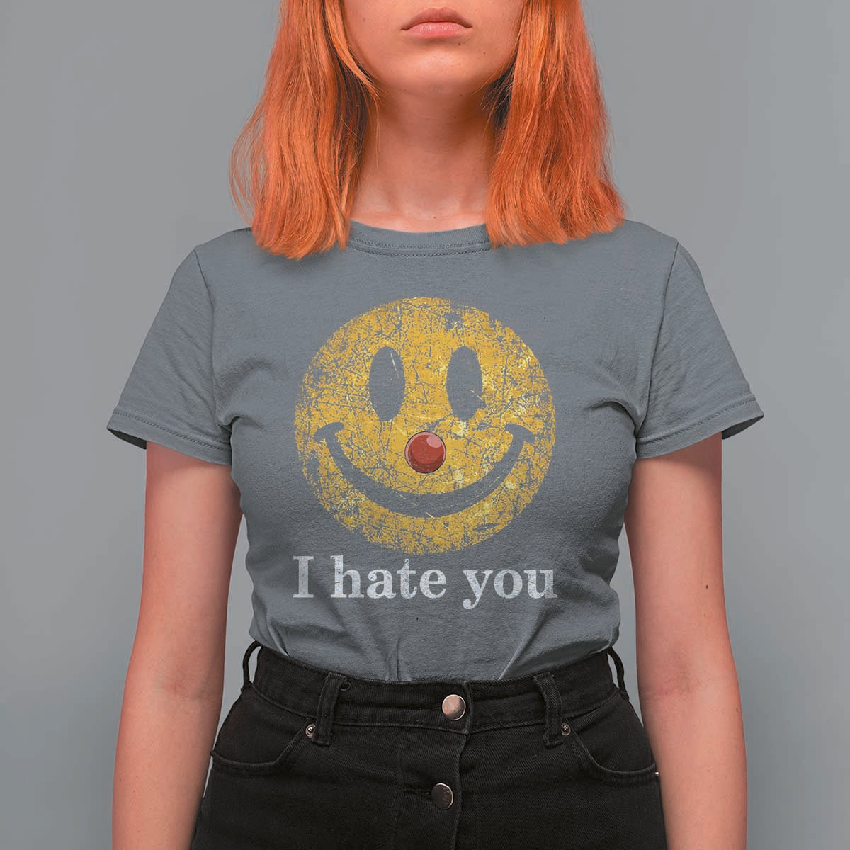 I Hate You Smile Face Meme T Shirt For Women Funny Sarcastic Joke Meme