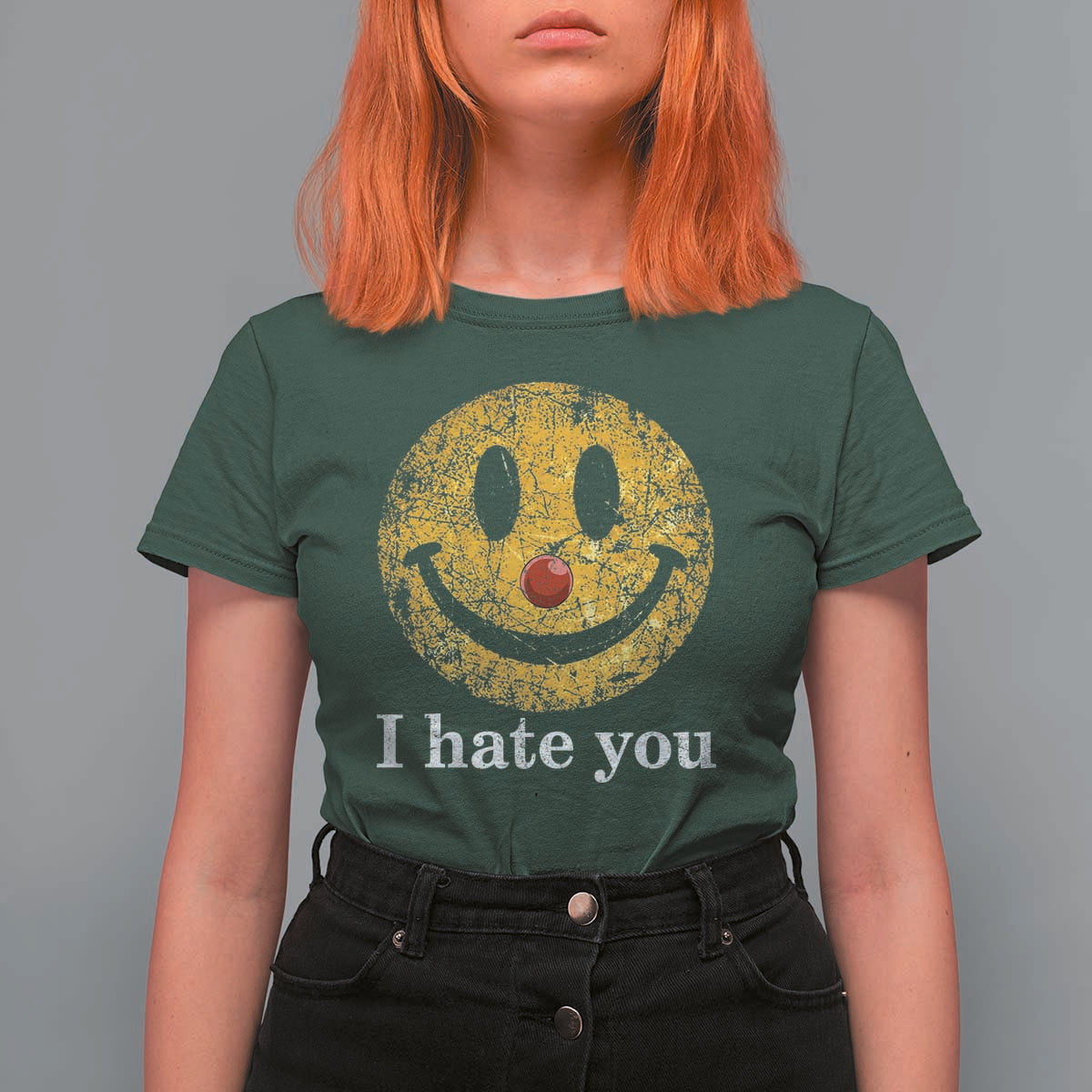 I Hate You Smile Face Meme T Shirt For Women Funny Sarcastic Joke Meme
