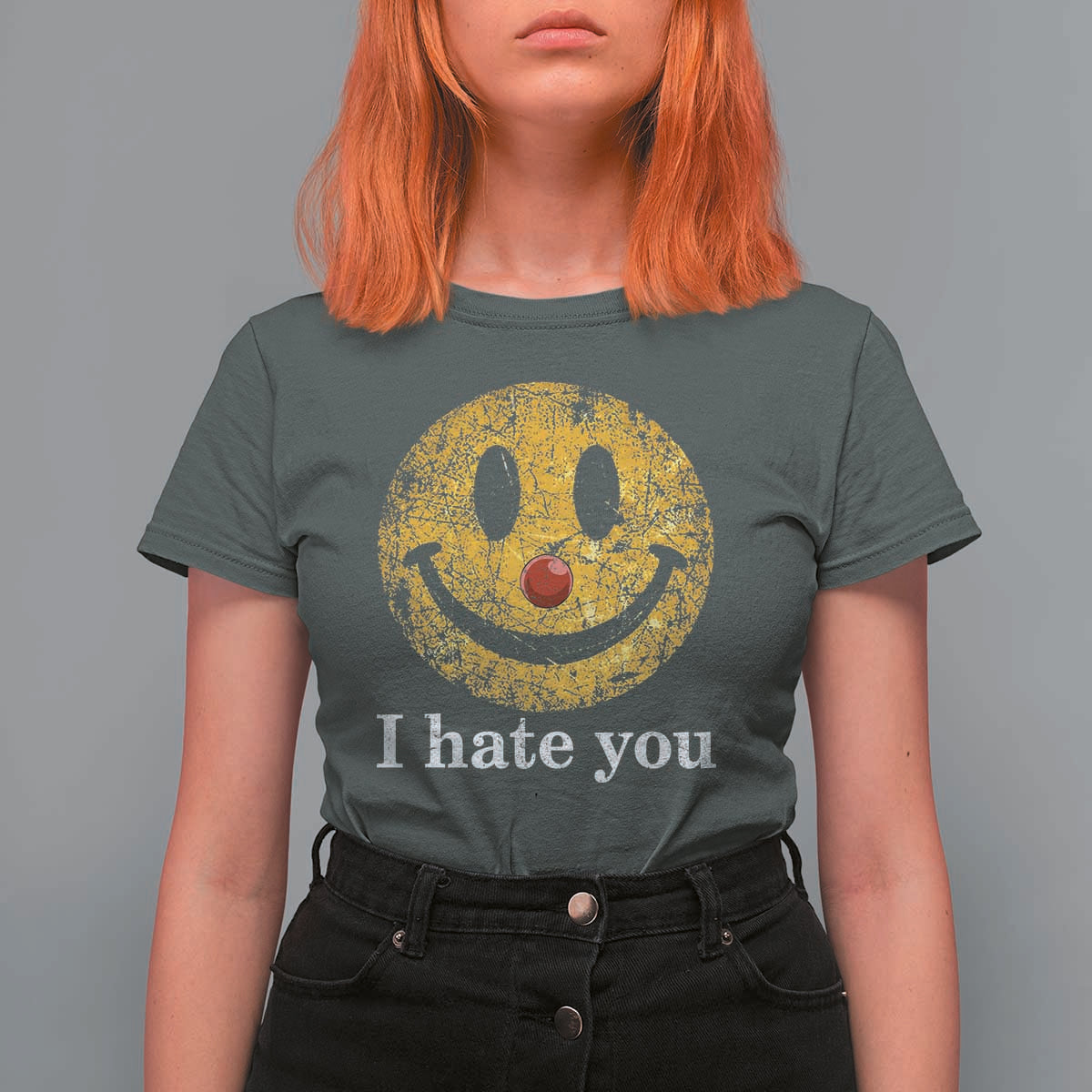 I Hate You Smile Face Meme T Shirt For Women Funny Sarcastic Joke Meme