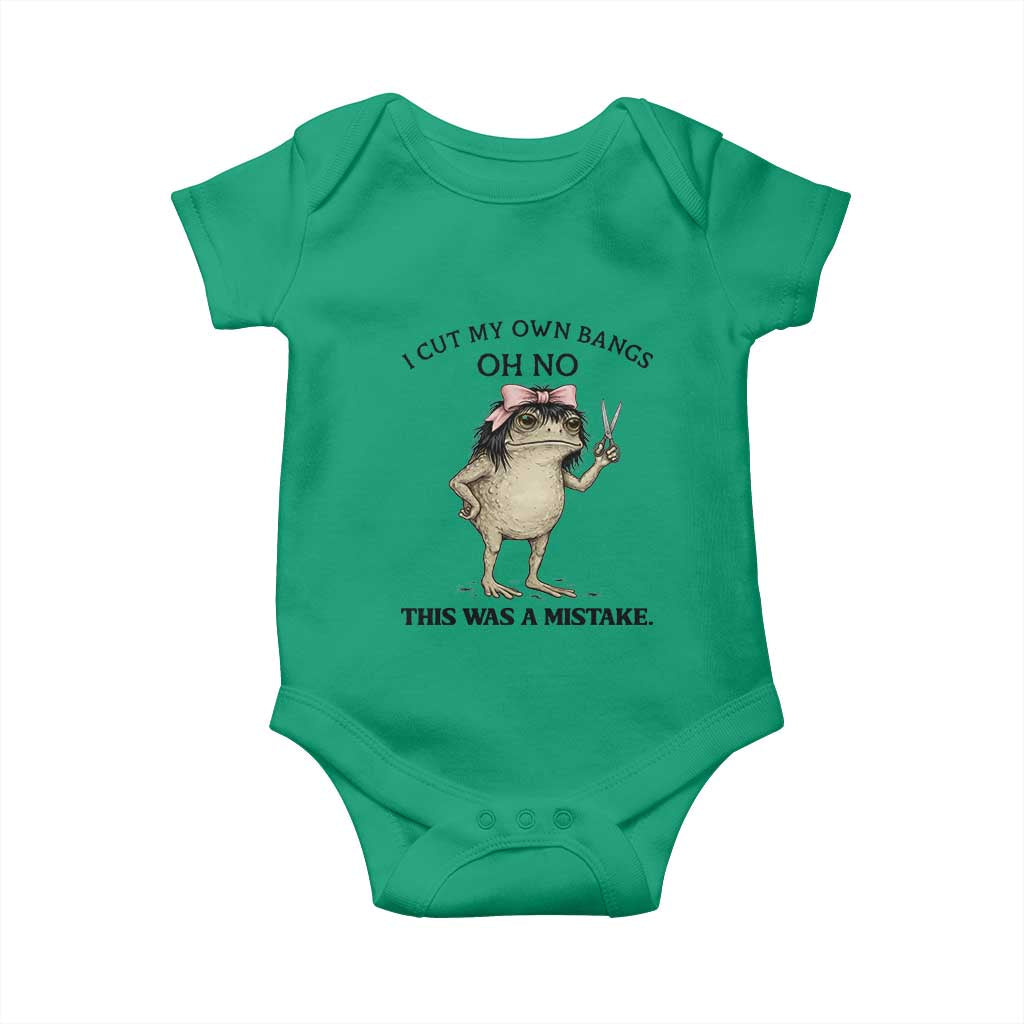 I Cut My Own Bangs Baby Onesie Funny Frog Meme