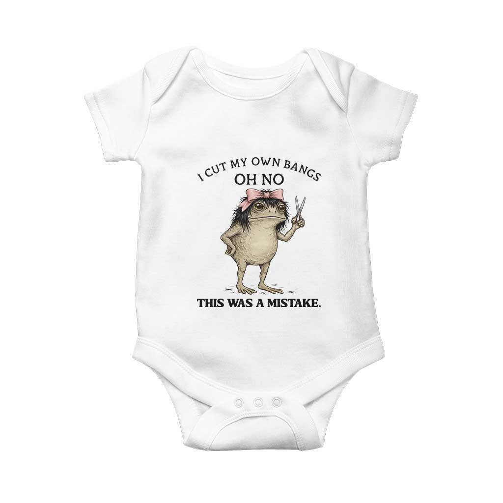 I Cut My Own Bangs Baby Onesie Funny Frog Meme