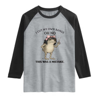 I Cut My Own Bangs Raglan Shirt Funny Frog Meme
