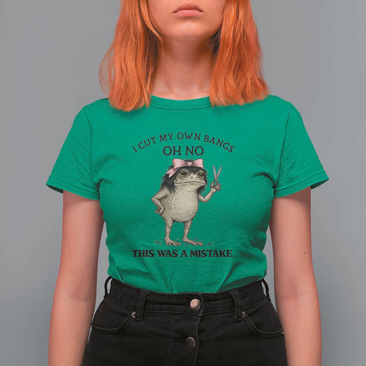 I Cut My Own Bangs T Shirt For Women Funny Frog Meme