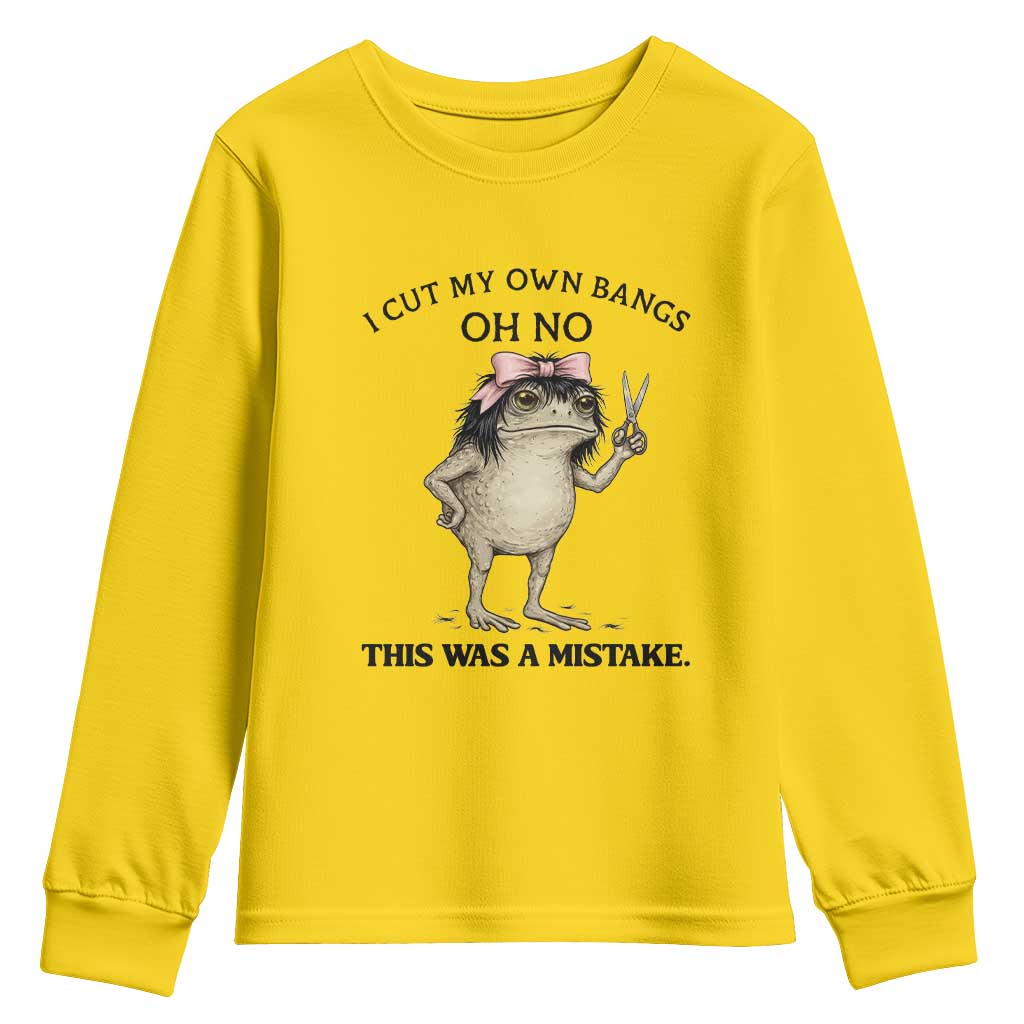 I Cut My Own Bangs Youth Sweatshirt Funny Frog Meme