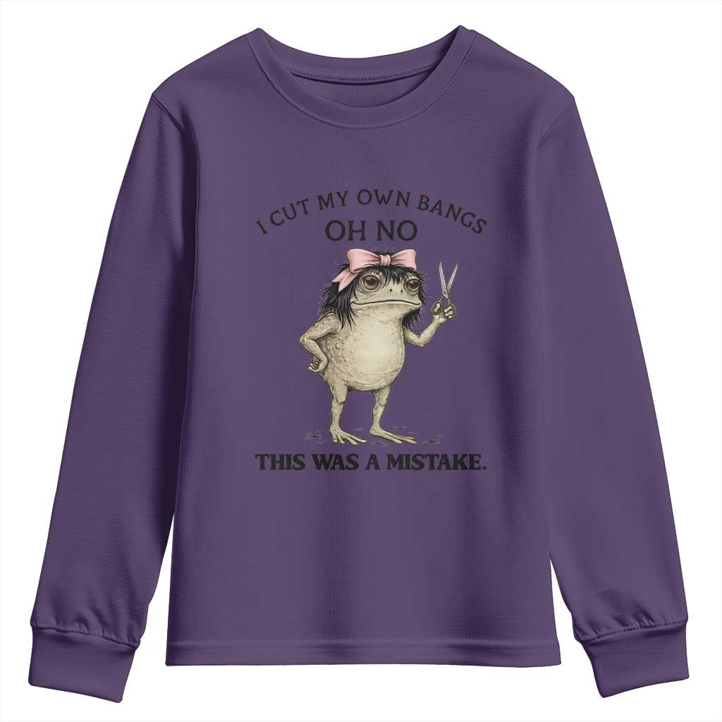 I Cut My Own Bangs Youth Sweatshirt Funny Frog Meme