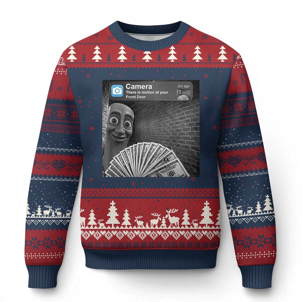 There is Motion at Your Front Door Ugly Christmas Sweater Tung Tung Tung Sahur Italian Brainrot Meme