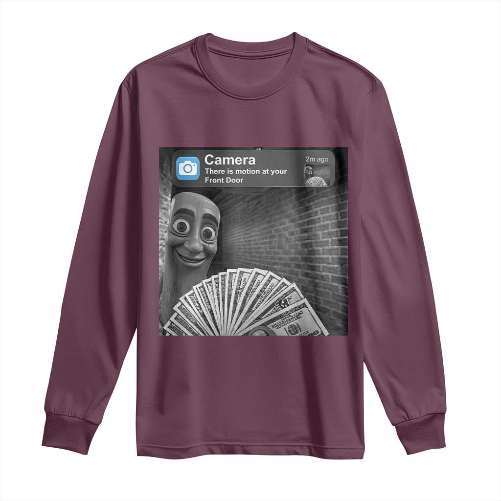 There is Motion at Your Front Door Long Sleeve Shirt Tung Tung Tung Sahur Italian Brainrot Meme