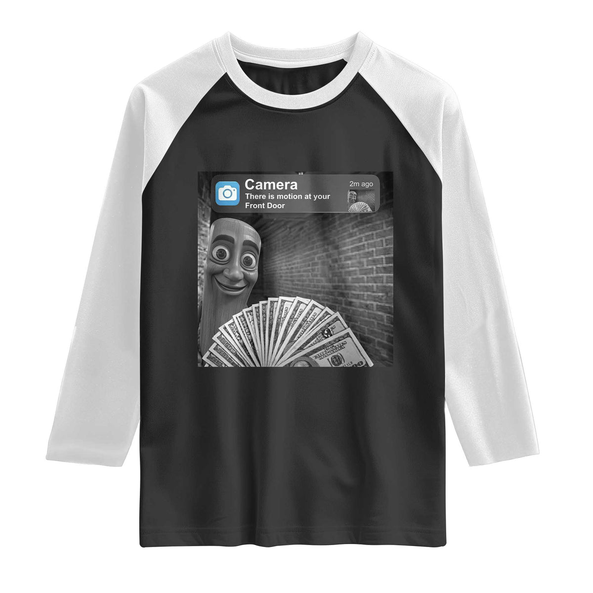 There is Motion at Your Front Door Raglan Shirt Tung Tung Tung Sahur Italian Brainrot Meme