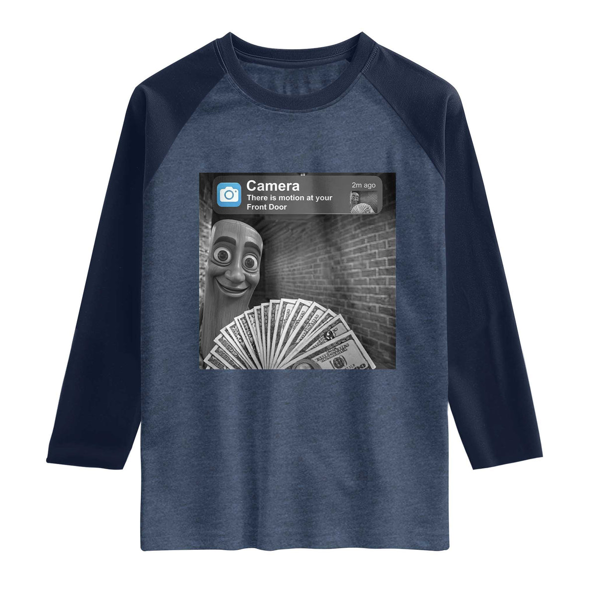 There is Motion at Your Front Door Raglan Shirt Tung Tung Tung Sahur Italian Brainrot Meme