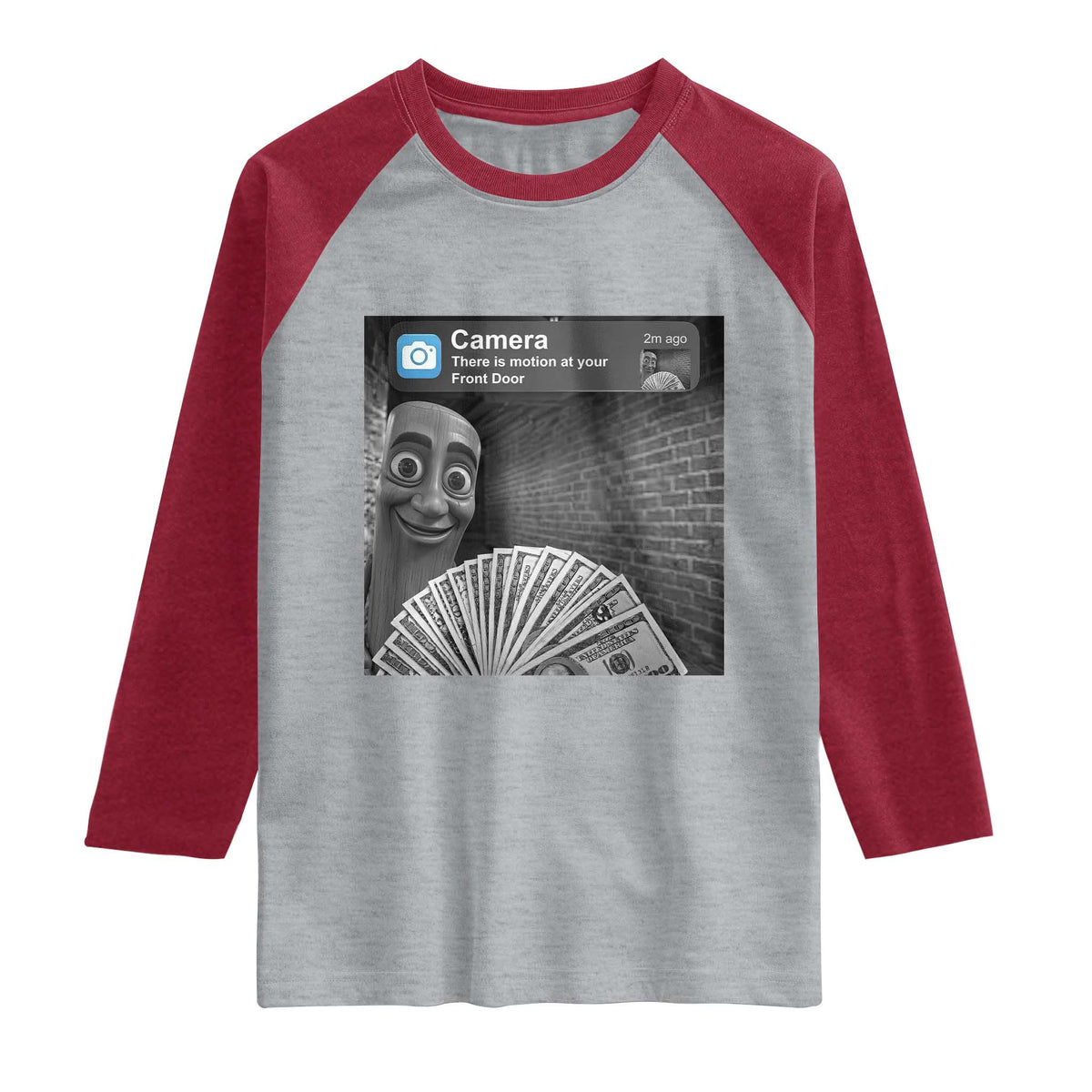 There is Motion at Your Front Door Raglan Shirt Tung Tung Tung Sahur Italian Brainrot Meme